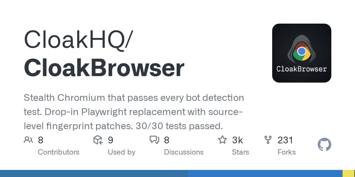 GitHub Trending 2026-05-08 — CloakBrowser