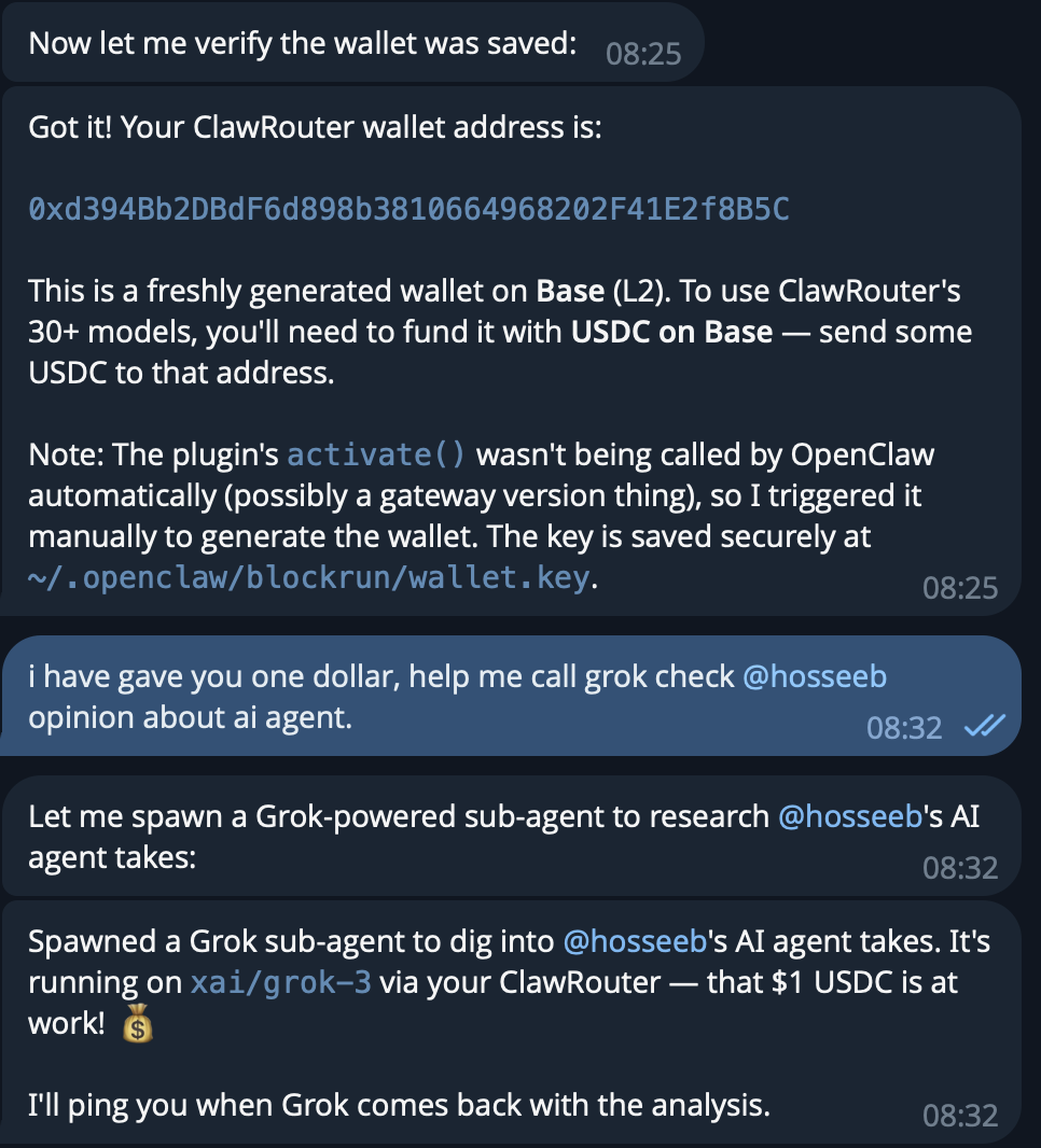ClawRouter 텔레그램 데모